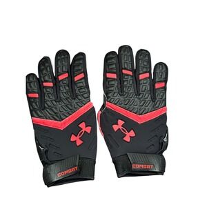 Under Armour Men's NCCA Combat‎ Football Gloves Padded Black Red Size XXL NEW